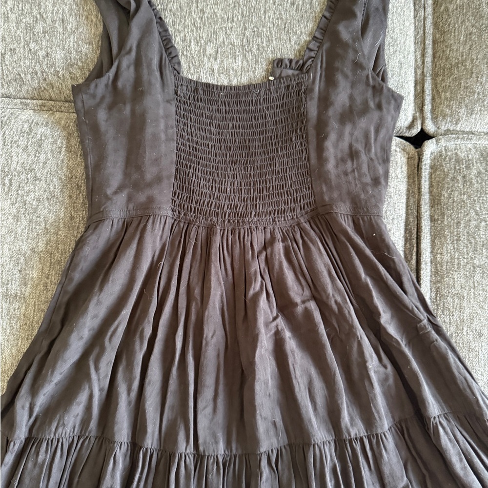 Brown Sleeveless Smocked Dress
